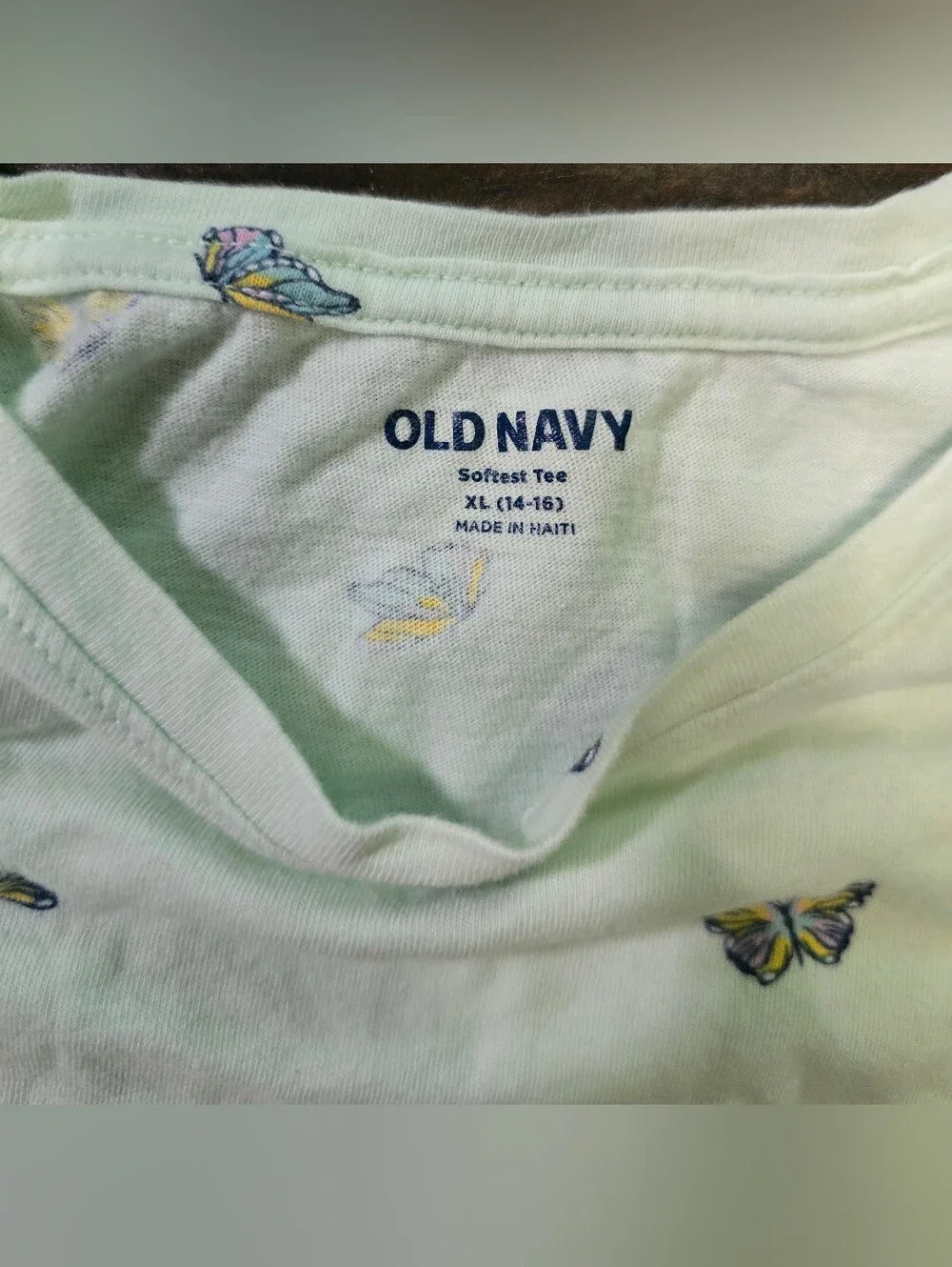 Old Navy Girls Green Butterfly Print Softest Tee Short Sleeve XL